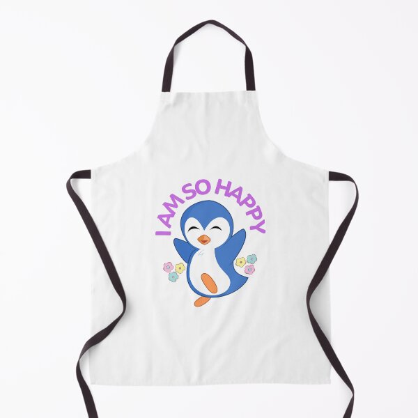 Item preview, Happy Cartoon Penguin with Flowers – Cute Kids Illustration designed and sold by Love3Happy.