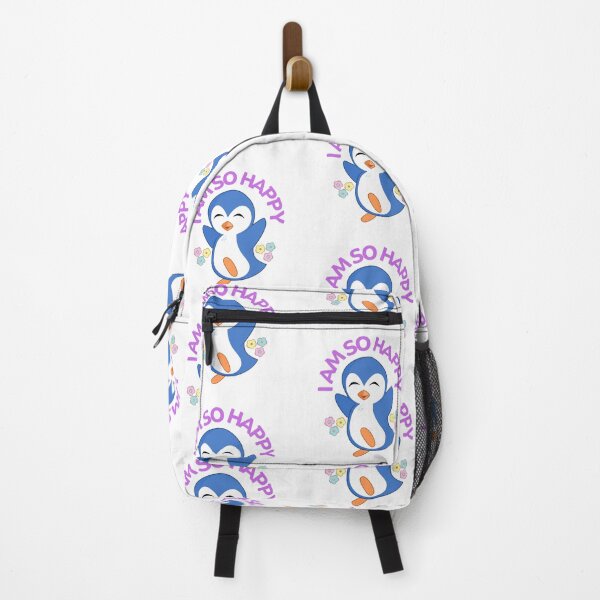 Item preview, Happy Cartoon Penguin with Flowers – Cute Kids Illustration designed and sold by Love3Happy.