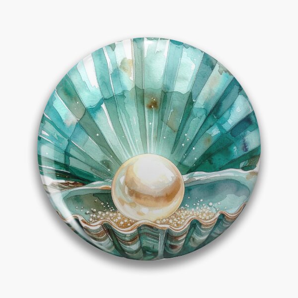 Item preview, Open Teal Scallop Shell with Luminous Treasure Pearl designed and sold by takeng07.