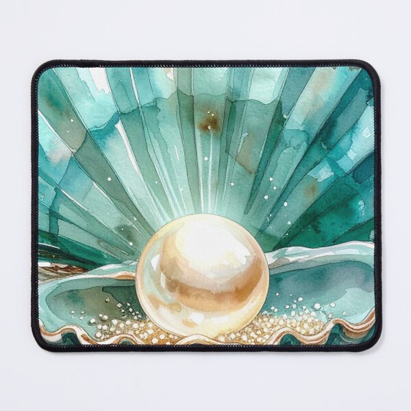 Item preview, Open Teal Scallop Shell with Luminous Treasure Pearl designed and sold by takeng07.