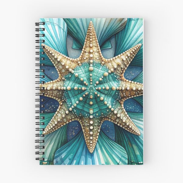 Item preview, Teal Shell Mandala Starfish Watercolor Nautical Composition designed and sold by takeng07.