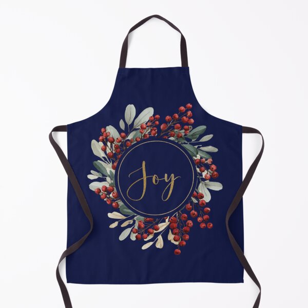 Item preview, Joy – Elegant Christmas wreath with gold lettering and red berries designed and sold by Meiersbeste.