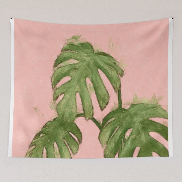 Item preview, Monstera Tropical Print on Pink Wall designed and sold by banginT.