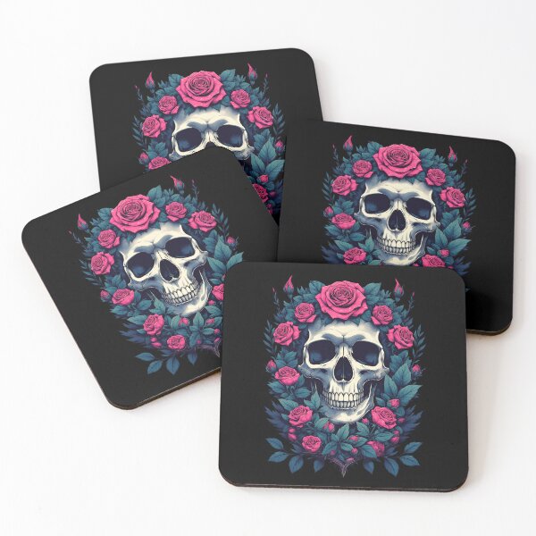Item preview, Skull in roses designed and sold by Pop Top.