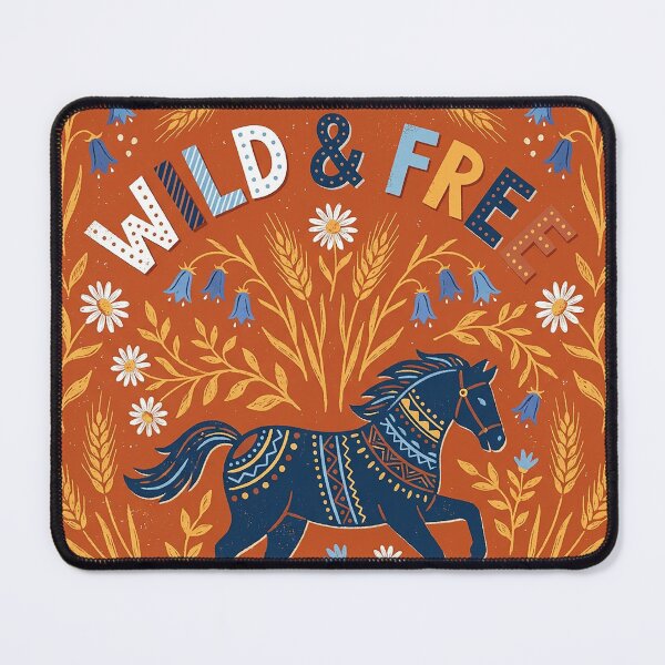 Item preview, Wild & Free Rustic Folk Art Horse with Floral Wheat Border designed and sold by zzz888.