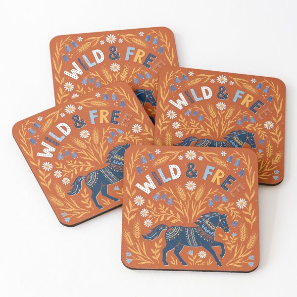 Item preview, Wild & Free Rustic Folk Art Horse with Floral Wheat Border designed and sold by zzz888.