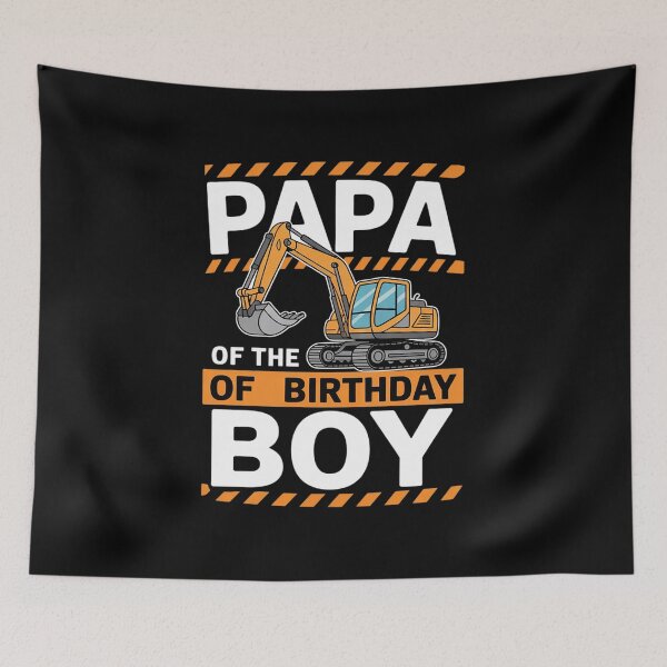 Item preview, vehicle construction excavator Papa of the Birthday Boy  designed and sold by lilLilaBatArt.