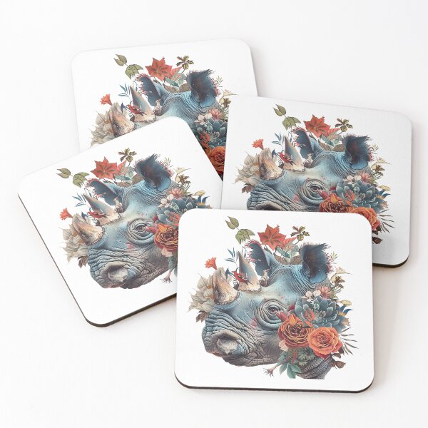 Item preview, Floral Rhino Majesty — Wild Beauty Reimagined designed and sold by ellieknight911.
