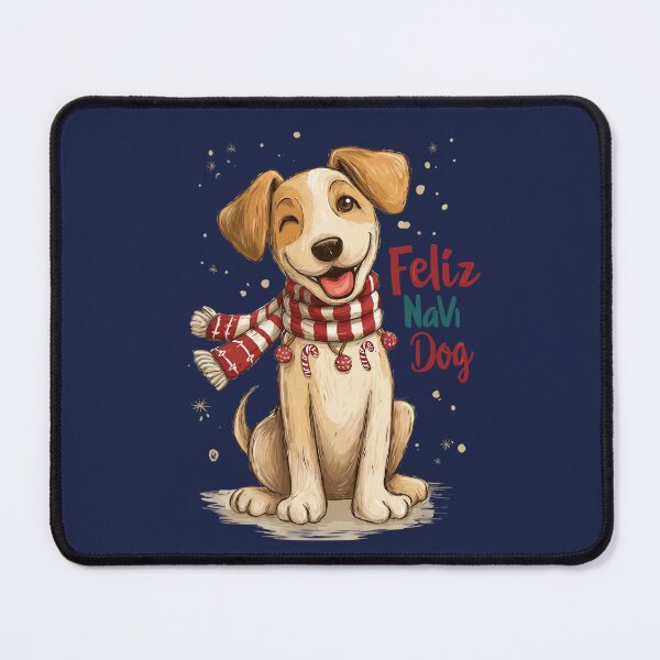 Item preview, Feliz Navi Dog – Fun Christmas design with dog and candy cane scarf designed and sold by Meiersbeste.