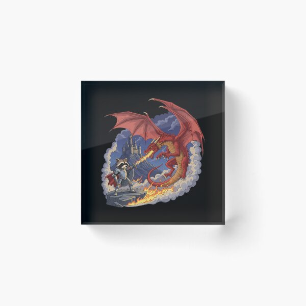 Item preview, Raccoon Knight Fighting Red Dragon Fantasy Battle designed and sold by k3rstman1.