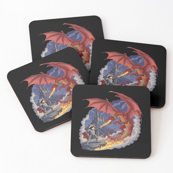 Item preview, Raccoon Knight Fighting Red Dragon Fantasy Battle designed and sold by k3rstman1.