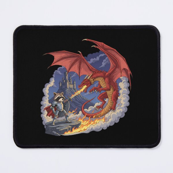 Item preview, Raccoon Knight Fighting Red Dragon Fantasy Battle designed and sold by k3rstman1.
