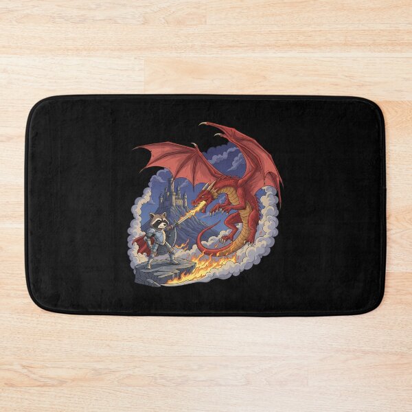 Item preview, Raccoon Knight Fighting Red Dragon Fantasy Battle designed and sold by k3rstman1.