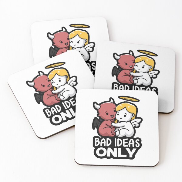 Item preview, Cute Devil & Angel Hugging — Bad Ideas Only designed and sold by SleekLineSketches.