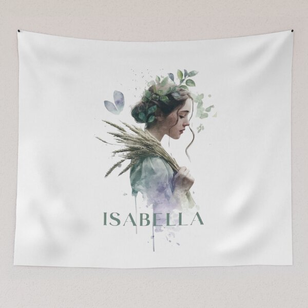 Item preview, Isabella Virgo Zodiac Maiden with Wheat Watercolor designed and sold by AlexLineArt.