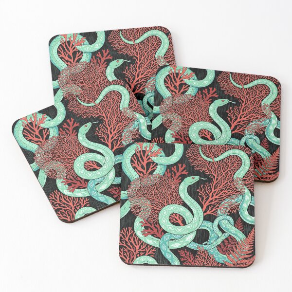 Item preview, Teal Serpent Intertwined with Red Coral Forest designed and sold by zzz888.