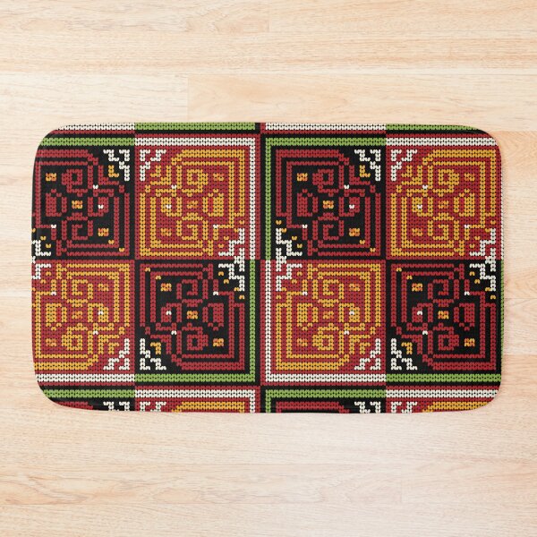 Item preview, Hmong Ethnic Folk Tile Pattern Black Red Gold Maze Design designed and sold by SGStudio_Thailand.