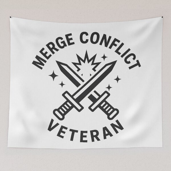 Item preview, Merge Conflict Veteran – Git Battle Emblem designed and sold by techy-rrr.