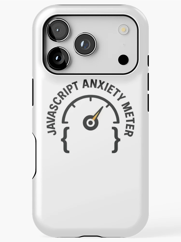 Thumbnail 1 of 4, iPhone Case, JavaScript Anxiety Meter – Debug Pulse Badge designed and sold by techy-rrr.