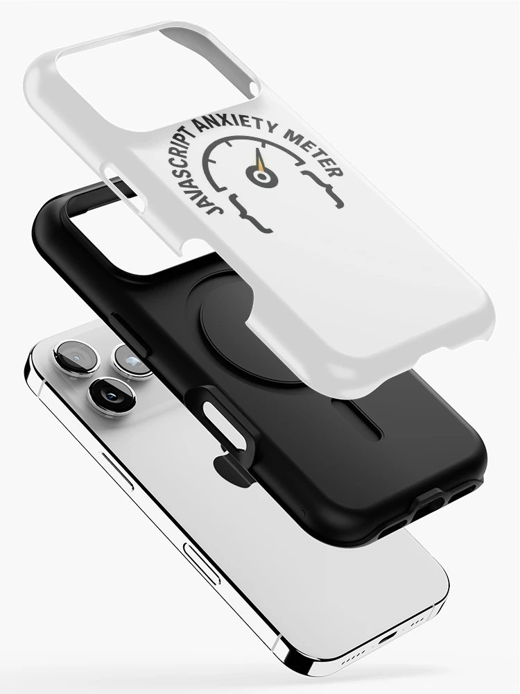 Thumbnail 2 of 4, iPhone Case, JavaScript Anxiety Meter – Debug Pulse Badge designed and sold by techy-rrr.