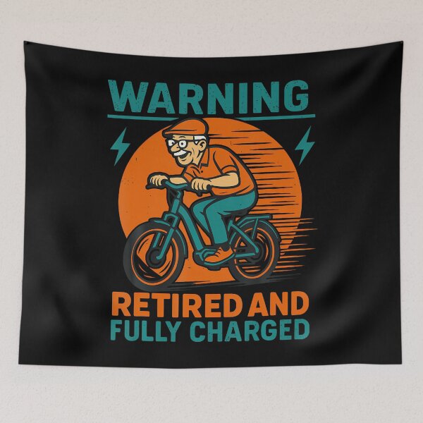 Item preview, Warning Retired And Fully Charged Funny Electric Bike designed and sold by AdellGretchen.