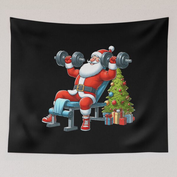Item preview, Santa Weightlifting Fitness Gym Training Christmas Tree designed and sold by KristinDebra.