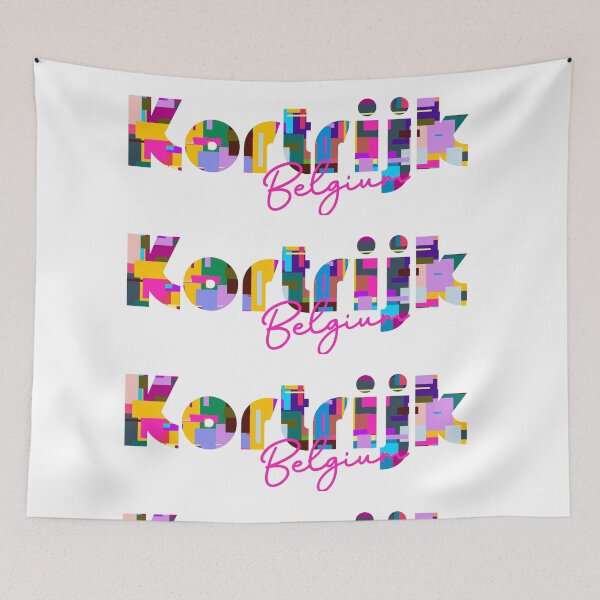 Item preview, Kortrijk, Belgium, Vibrant Abstract City Typography Art designed and sold by Wanderful-roads.