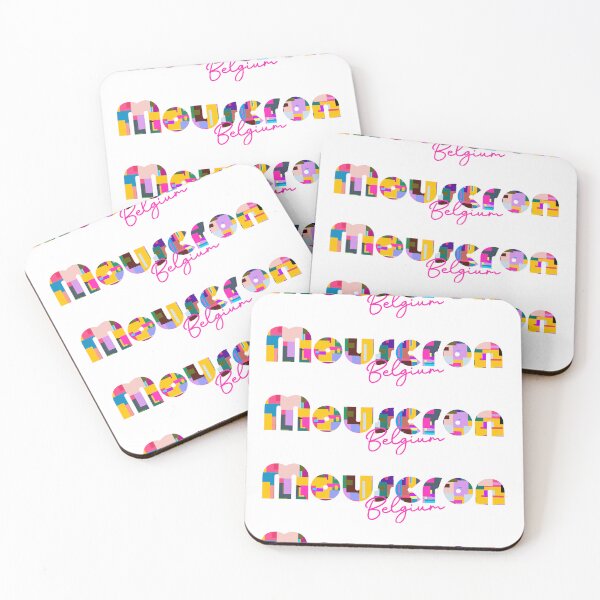 Item preview, Mouscron, Belgium, Vibrant Abstract City Typography Art designed and sold by Wanderful-roads.