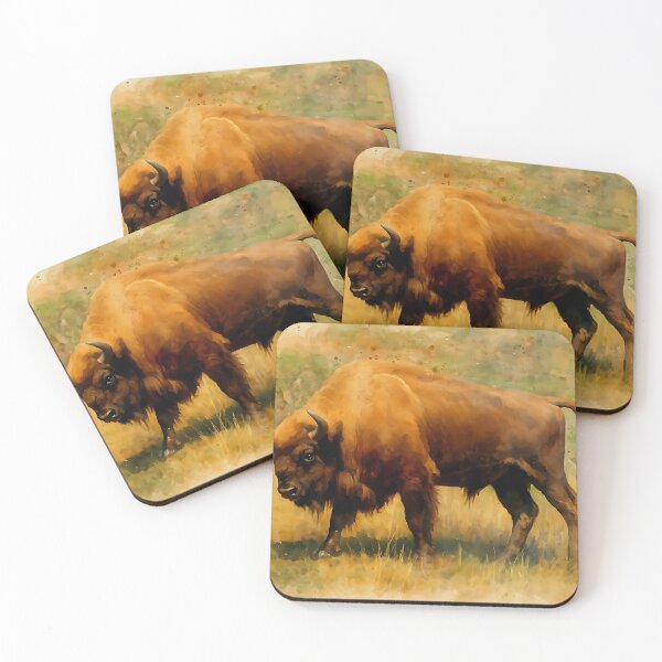 Item preview, Watercolor Bison Portrait – Majestic Wild Buffalo Art by M.A.L.K designed and sold by M.ALK.Watercolor.