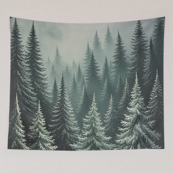 Item preview, Dense fir forest in a misty, still state designed and sold by Mianku | Für das Leben.