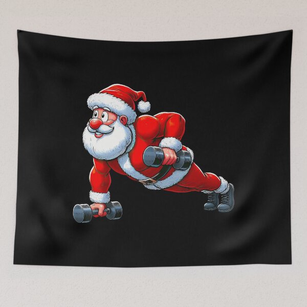 Item preview, Santa Doing Push-Ups Gym Fitness Workout Christmas designed and sold by RosaliaAmber.