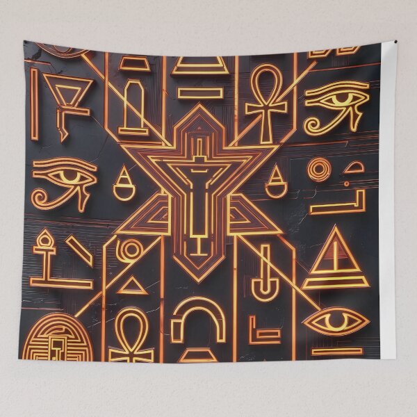 Item preview, Cyberpunk Egyptian Hieroglyphics, symmetrical textures (image size 8320x12480) designed and sold by Digital-Davinci.