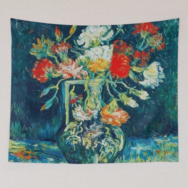 Item preview, Van Gogh White and Red Carnations designed and sold by Vicky Brago-Mitchell®.
