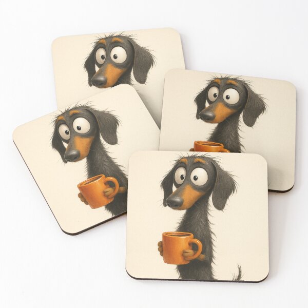 Item preview, Wirehaired Dachshund Coffee Time – Funny Morning Dog Illustration designed and sold by Darlin8888.