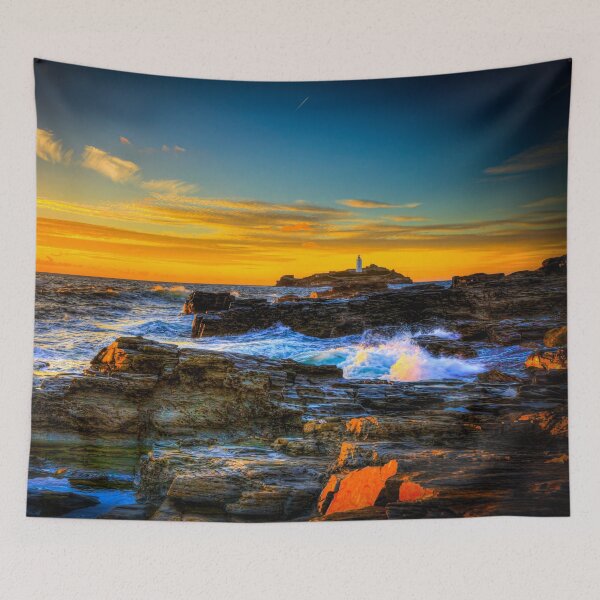 Item preview, Dramatic Coastal Sunset At Godrevy Lighthouse, Cornwall, England designed and sold by Paul Thompson Photography.