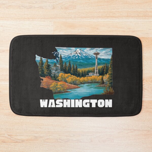 Item preview, Washington State Pride Art Print | Space Needle & Mt Rainier | PNW Nature Illustration designed and sold by TitanRN.