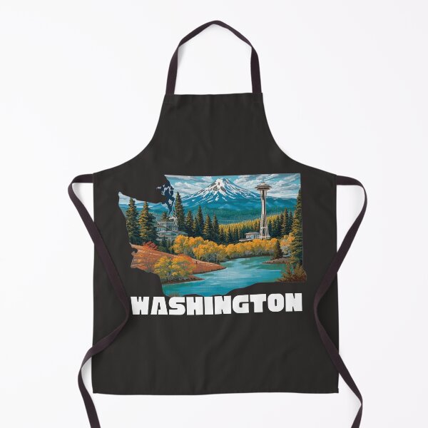 Item preview, Washington State Pride Art Print | Space Needle & Mt Rainier | PNW Nature Illustration designed and sold by TitanRN.