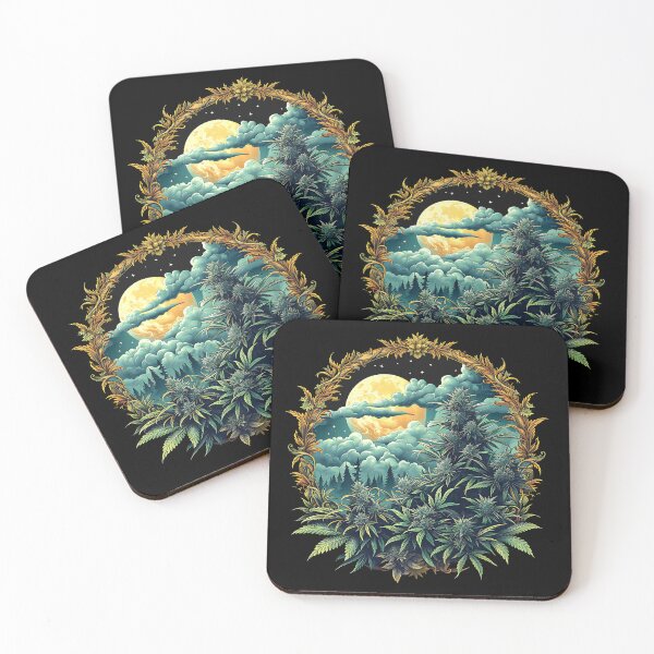 Item preview, Cannabis Plants under a Glowing Full Moon – Moonlit Dreamscape – Mystical Marijuana Design designed and sold by CannaCreative.