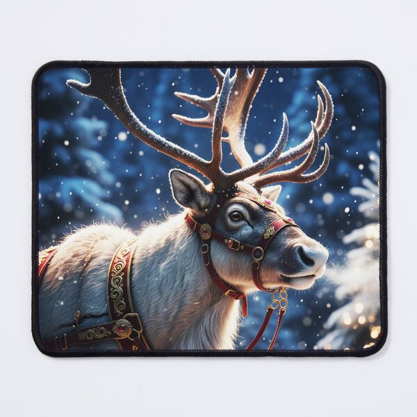 Item preview, Ultra Realistic Reindeer with Gold Harness – Dramatic Winter Christmas Art designed and sold by happy mongolia.