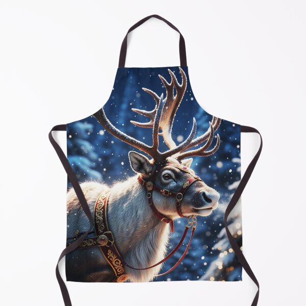Item preview, Ultra Realistic Reindeer with Gold Harness – Dramatic Winter Christmas Art designed and sold by happy mongolia.