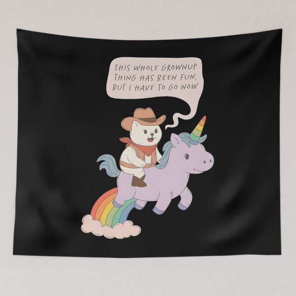 Item preview, Grownup Exit Strategy – Cowboy Cat On Unicorn designed and sold by HeathAlexander2.