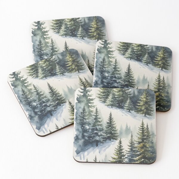 Item preview, Winter forest watercolor painting covered in snow designed and sold by Mianku | Für das Leben.