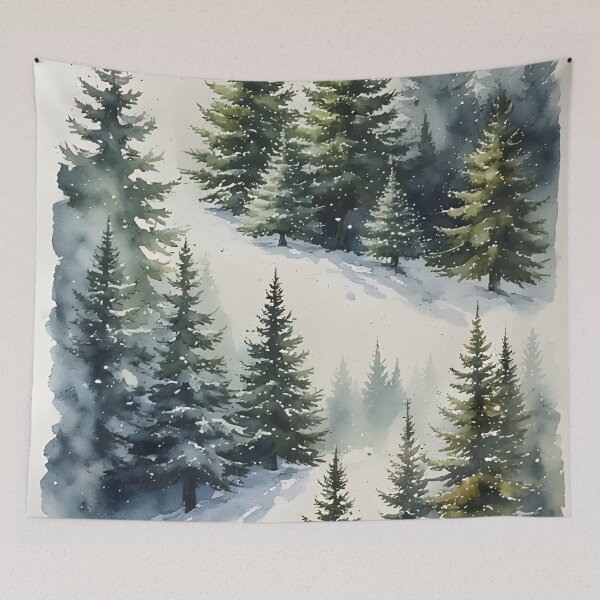 Item preview, Winter forest watercolor painting covered in snow designed and sold by Mianku | Für das Leben.