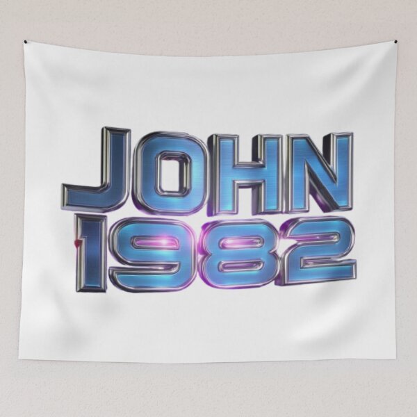 Item preview, JOHN 1982 Retro 80s Chrome Text Logo designed and sold by AlexLineArt.