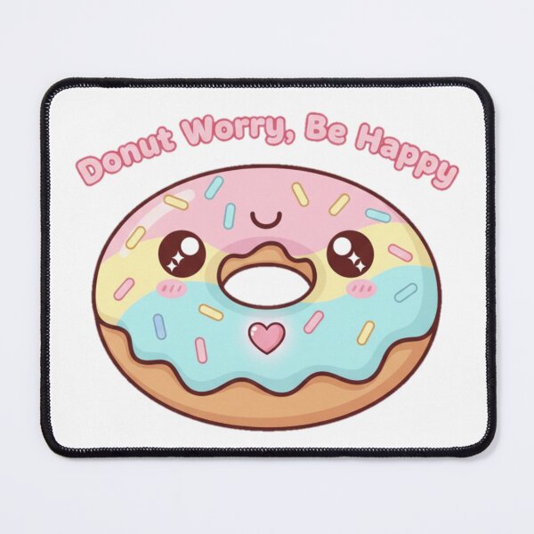 Item preview, Donut Worry, Be Happy Sticker | Cute Kawaii Food Pun Decal designed and sold by Wild-Rose-.
