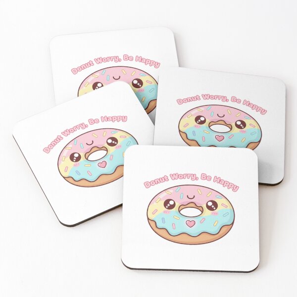 Item preview, Donut Worry, Be Happy Sticker | Cute Kawaii Food Pun Decal designed and sold by Wild-Rose-.