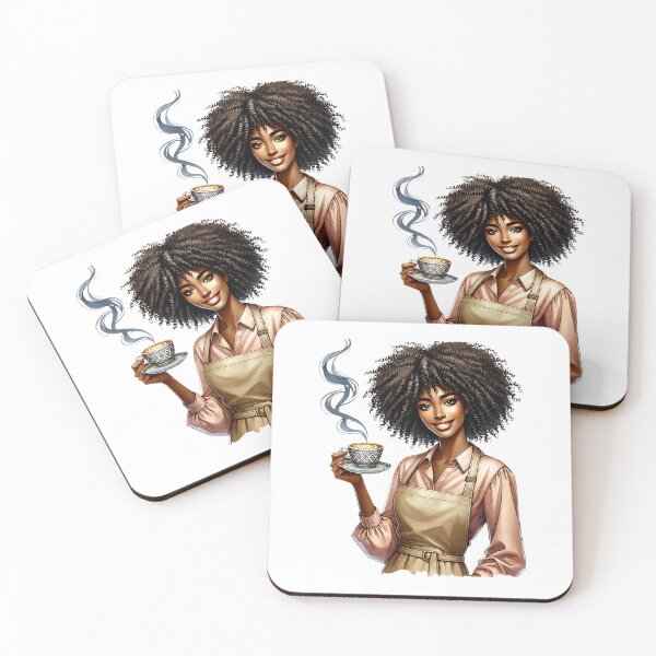 Item preview, Sunlit Café Vibes – Melanin Girl Enjoying Morning Coffee Outdoors designed and sold by Lulunza.