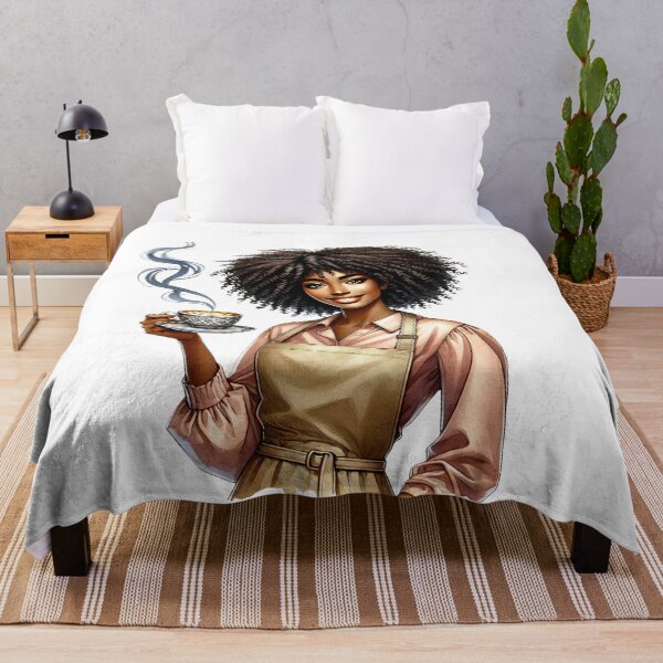 Item preview, Sunlit Café Vibes – Melanin Girl Enjoying Morning Coffee Outdoors designed and sold by Lulunza.