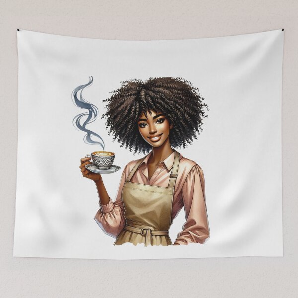 Item preview, Sunlit Café Vibes – Melanin Girl Enjoying Morning Coffee Outdoors designed and sold by Lulunza.