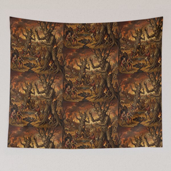 Item preview, Tree Demon Hellscape after Hieronymus Bosch and Pieter Bruegel designed and sold by Vintage Designs +.
